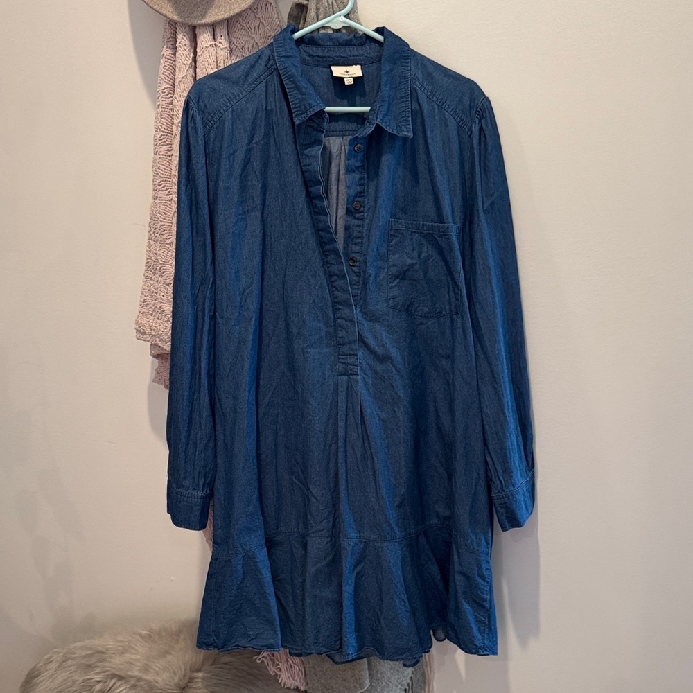 Blue Button-Up Dress